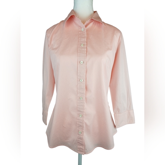 J. Crew Tops - J. Crew Haberdashery Women's Pink Collar Stretch Button-Up Shirt ¾ sleeves LN